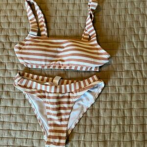 Primark Brown and White Striped Bikini